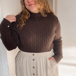 St. John’s Bay Brown Cable Knit Turtle Neck Sweater